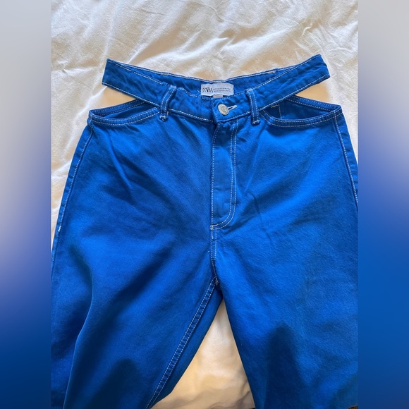 ZARA new cut out wide leg jeans size 2 - Picture 3 of 4